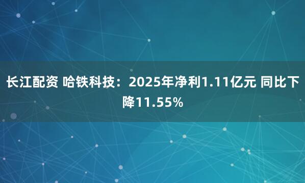 长江配资 哈铁科技：2025年净利1.11亿元 同比下降11.55%