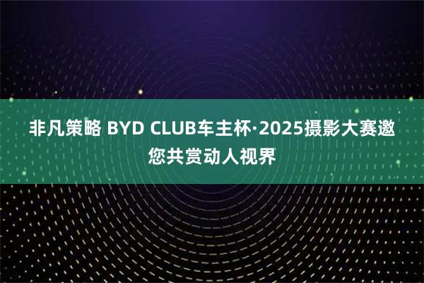 非凡策略 BYD CLUB车主杯·2025摄影大赛邀您共赏动人视界
